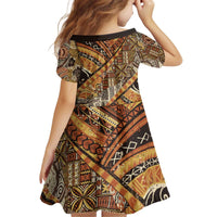Hawaiian Style Tapa Kid Short Sleeve Dress Vintage Seamless Pattern - Polynesian Pride