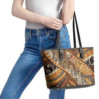 Hawaiian Style Tapa Leather Tote Bag Vintage Seamless Pattern LT9 - Polynesian Pride
