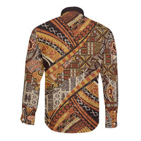 Hawaiian Style Tapa Long Sleeve Button Shirt Vintage Seamless Pattern - Polynesian Pride