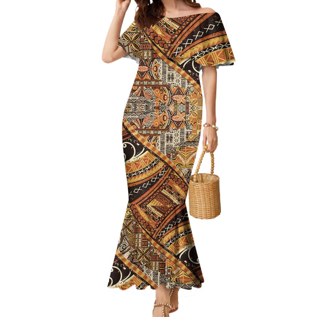 Hawaiian Style Tapa Mermaid Dress Vintage Seamless Pattern - Polynesian Pride
