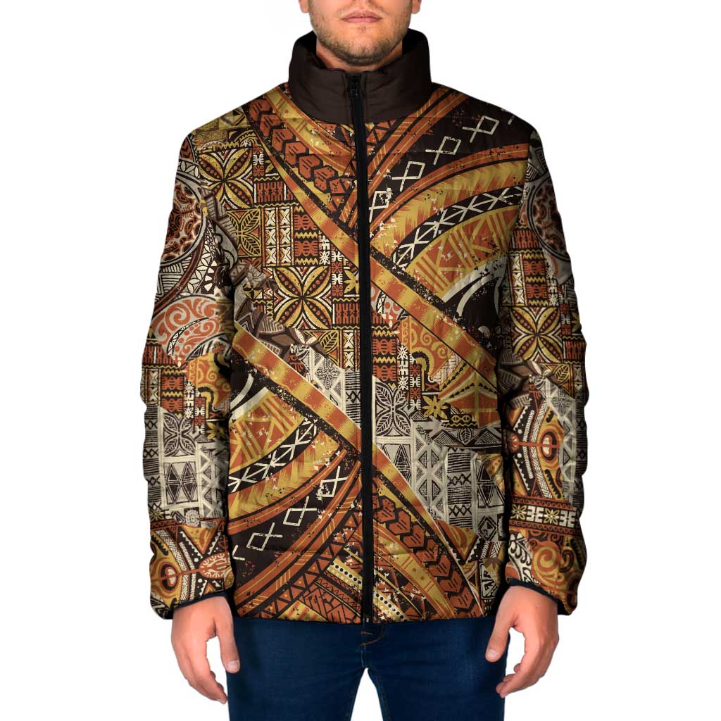 Hawaiian Style Tapa Padded Jacket Vintage Seamless Pattern - Polynesian Pride