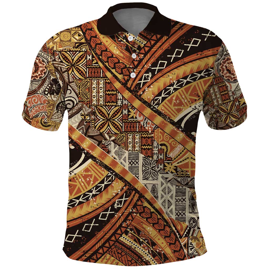 Hawaiian Style Tapa Polo Shirt Vintage Seamless Pattern - Polynesian Pride