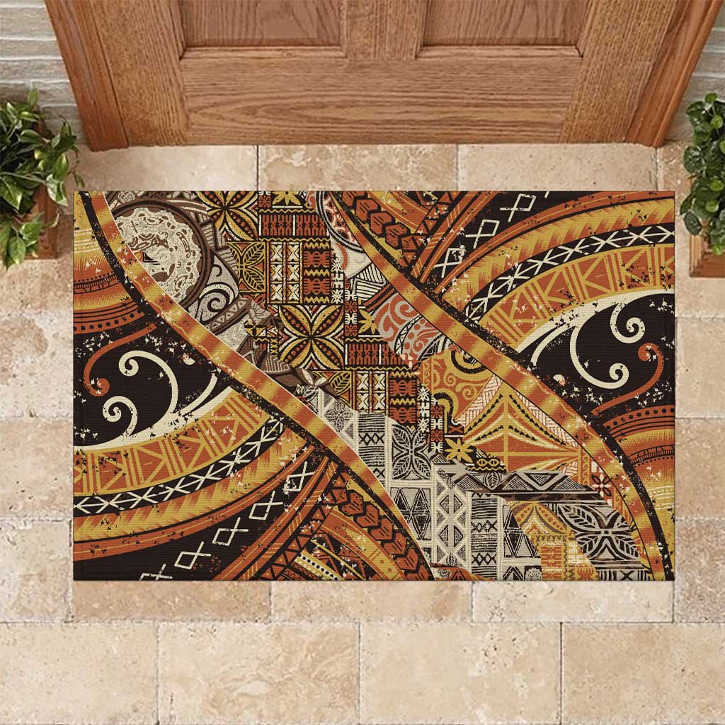 Hawaiian Style Tapa Rubber Doormat Vintage Seamless Pattern LT9 Red - Polynesian Pride