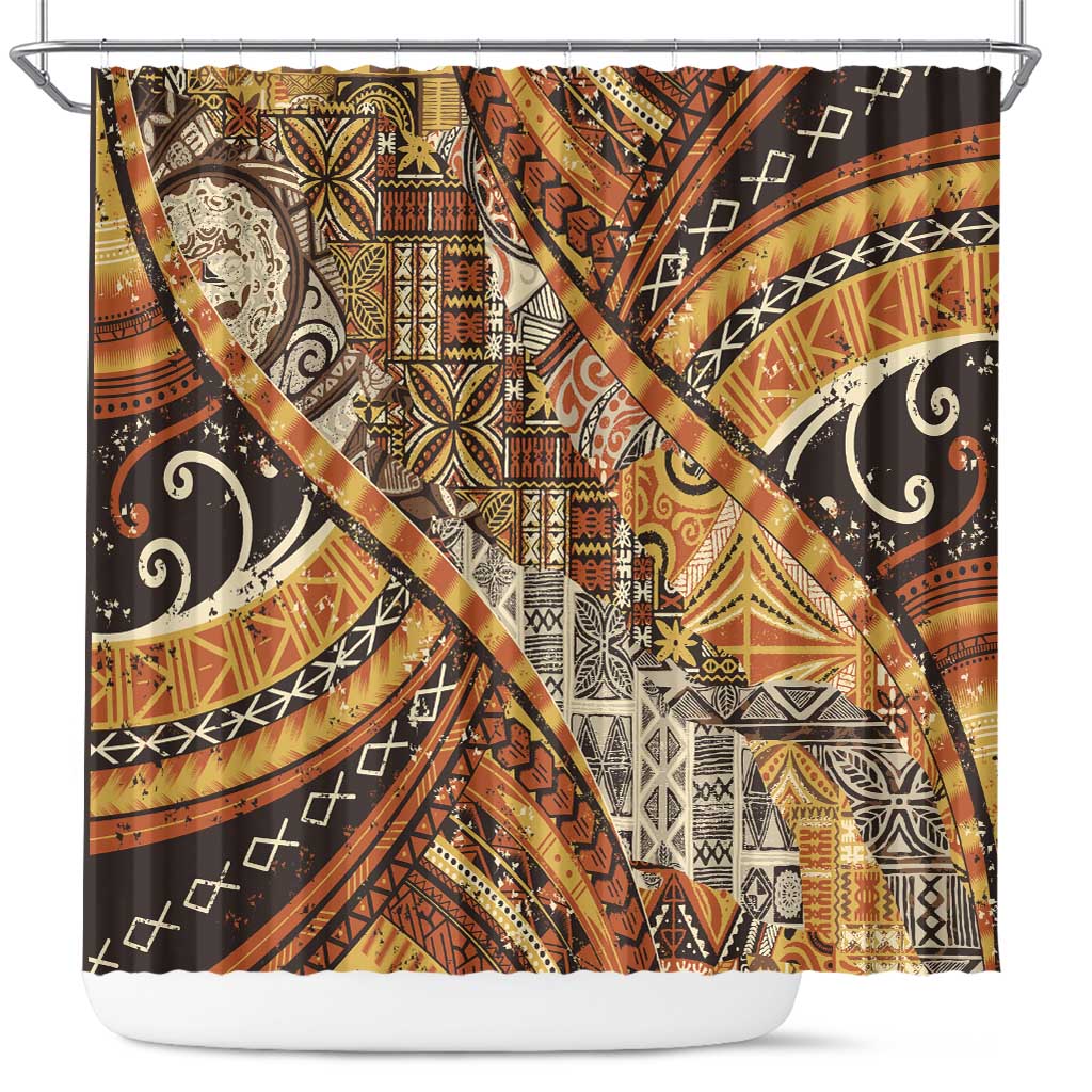 Hawaiian Style Tapa Shower Curtain Vintage Seamless Pattern LT9 Red - Polynesian Pride