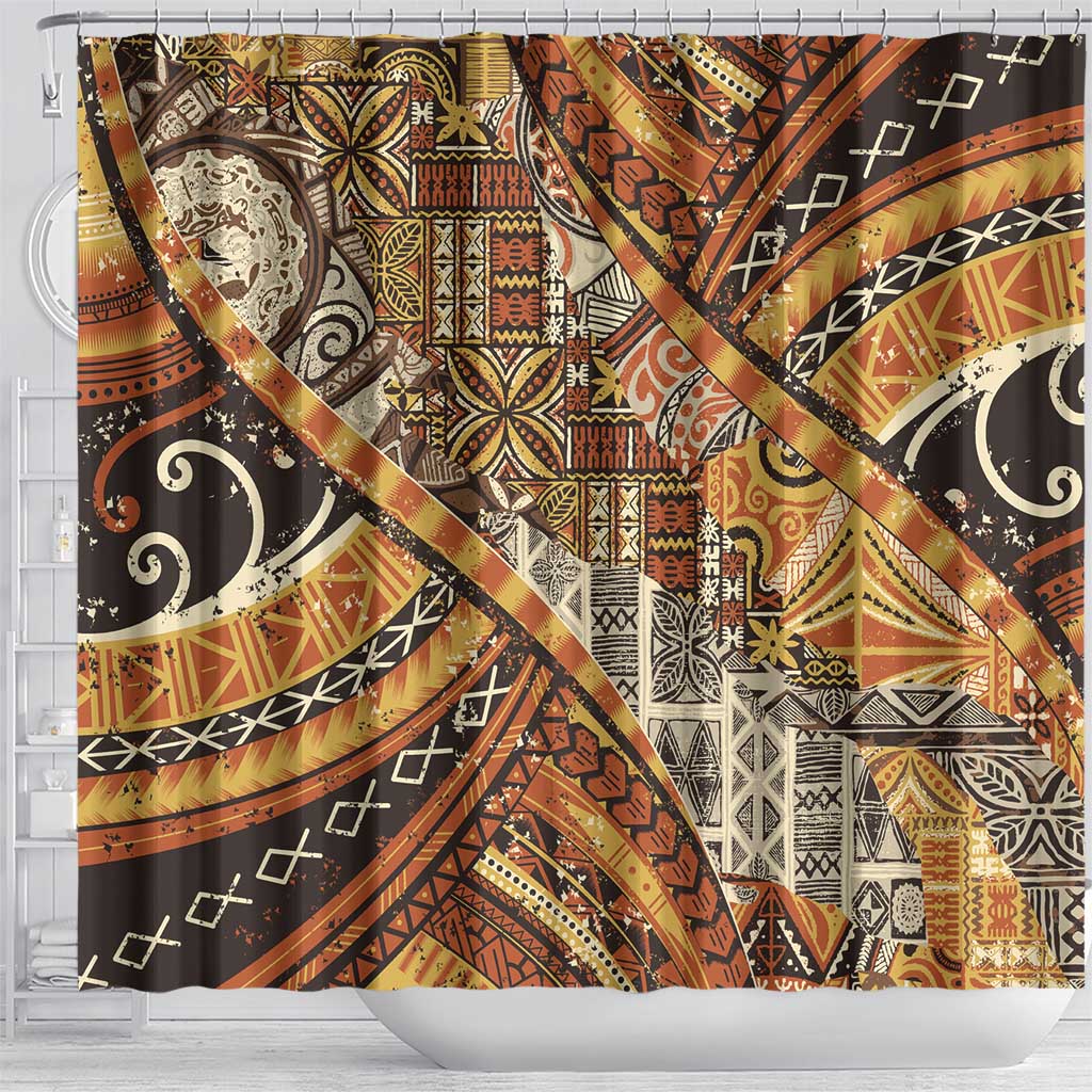 Hawaiian Style Tapa Shower Curtain Vintage Seamless Pattern LT9 - Polynesian Pride