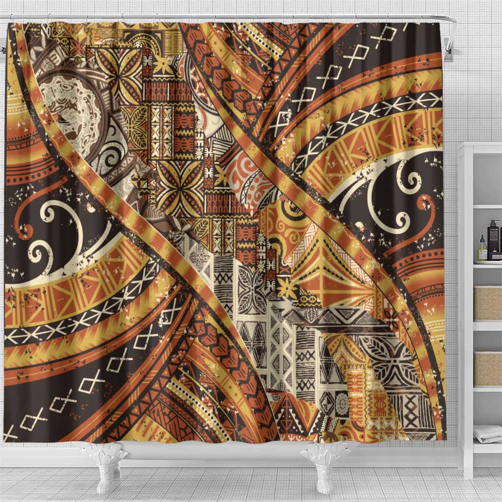 Hawaiian Style Tapa Shower Curtain Vintage Seamless Pattern LT9 - Polynesian Pride