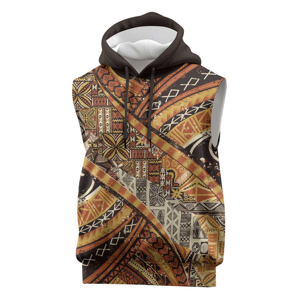 Hawaiian Style Tapa Sleeveless Hoodie Vintage Seamless Pattern - Polynesian Pride