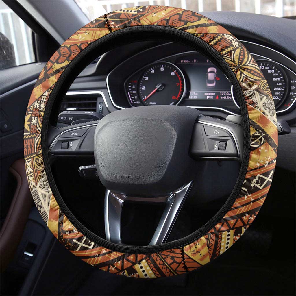 Hawaiian Style Tapa Steering Wheel Cover Vintage Seamless Pattern - Polynesian Pride