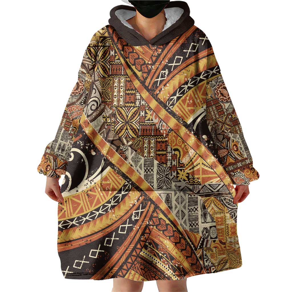 Hawaiian Style Tapa Wearable Blanket Hoodie Vintage Seamless Pattern - Polynesian Pride