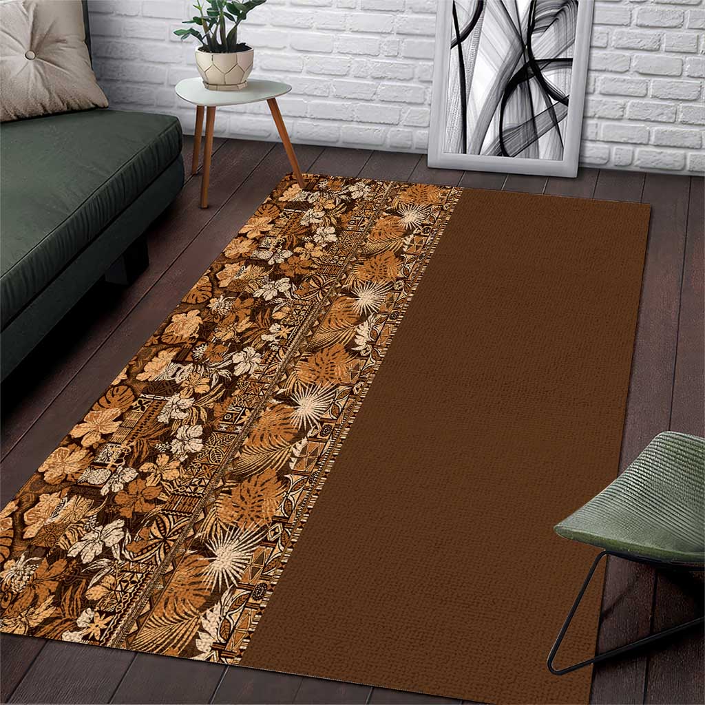 Hawaiian Tribal Elements Hibiscus Area Rug Gold Pattern - Polynesian Pride