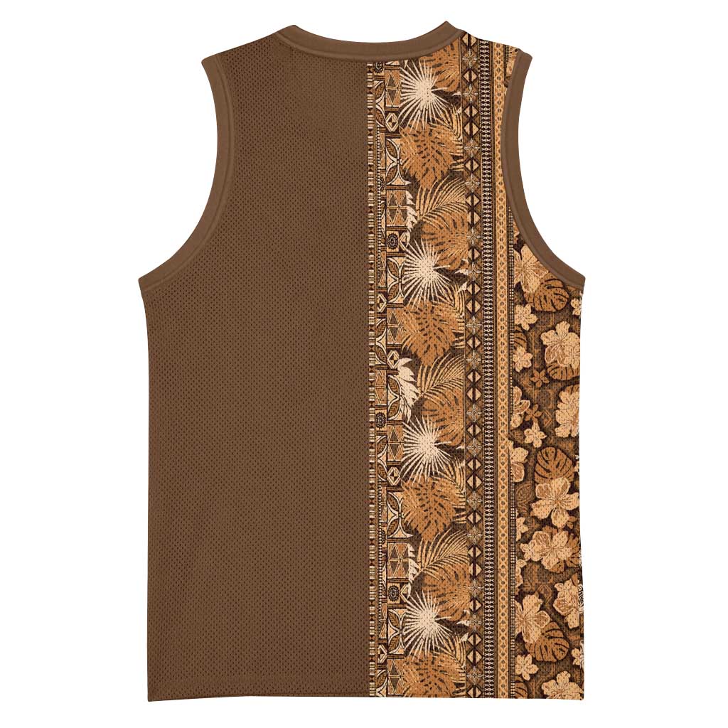 Hawaiian Tribal Elements Hibiscus Basketball Jersey Gold Pattern - Polynesian Pride