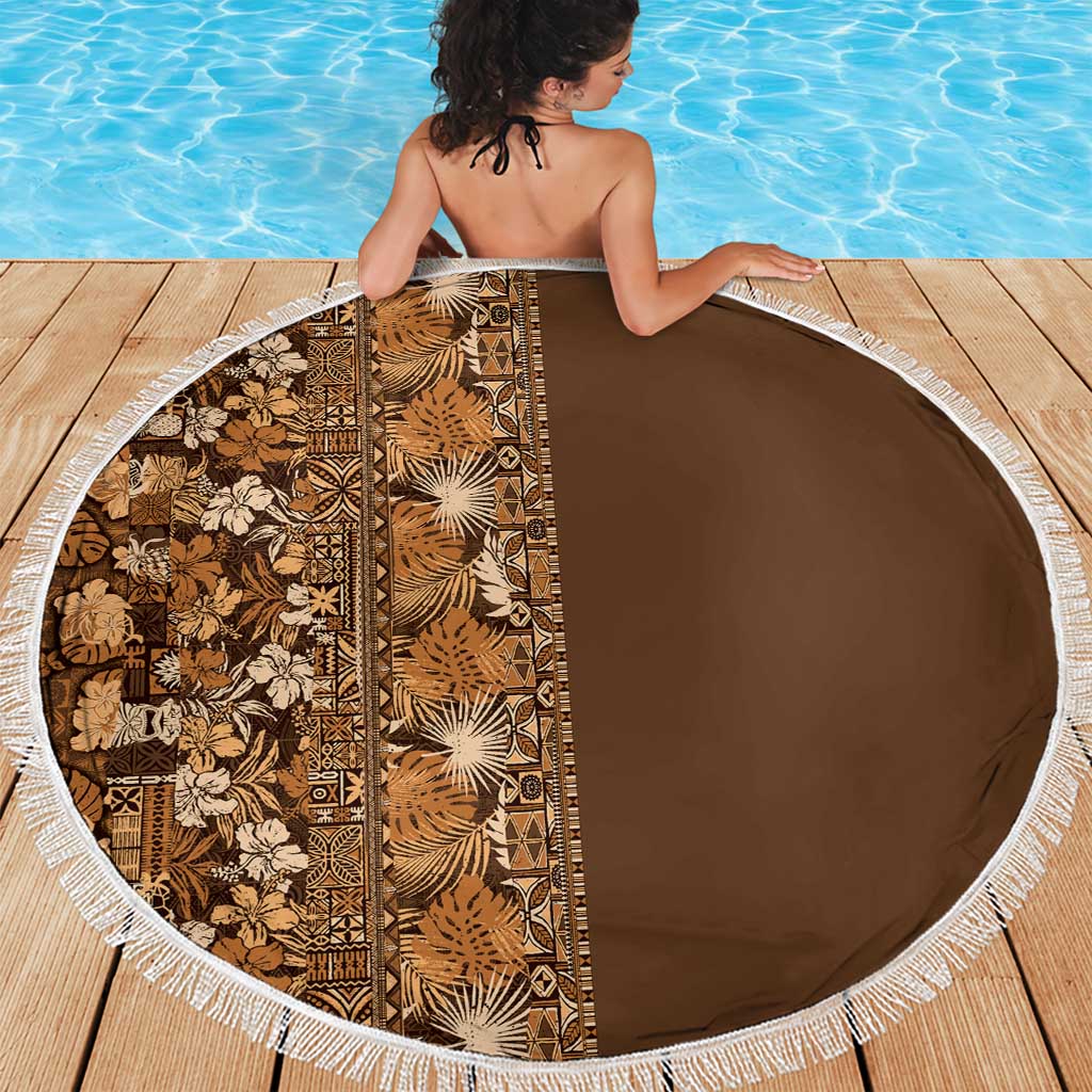 Hawaiian Tribal Elements Hibiscus Beach Blanket Gold Pattern - Polynesian Pride