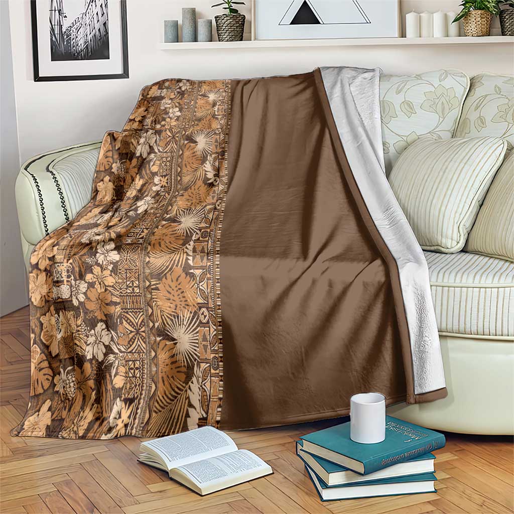 Hawaiian Tribal Elements Hibiscus Blanket Gold Pattern - Polynesian Pride
