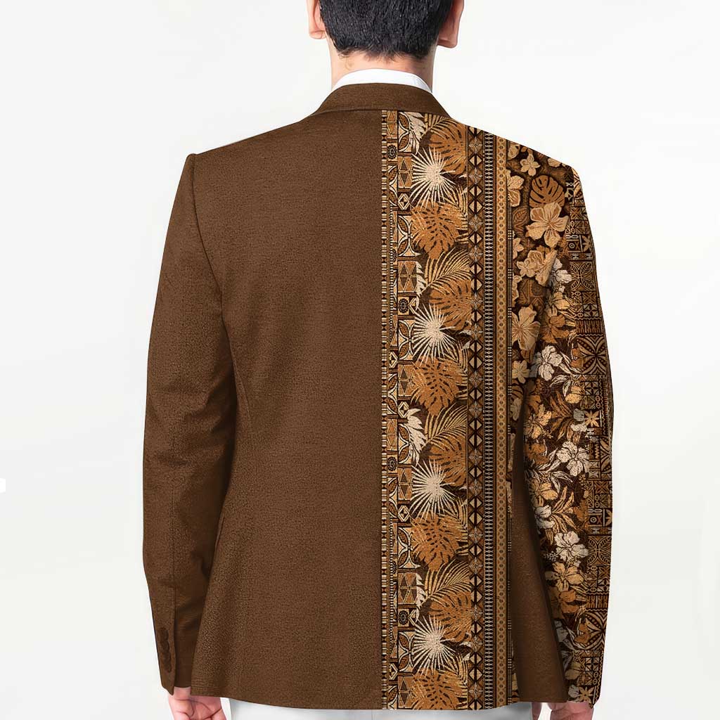 Hawaiian Tribal Elements Hibiscus Blazer Gold Pattern - Polynesian Pride