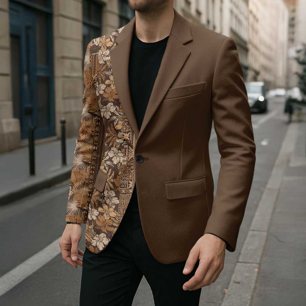Hawaiian Tribal Elements Hibiscus Blazer Gold Pattern - Polynesian Pride