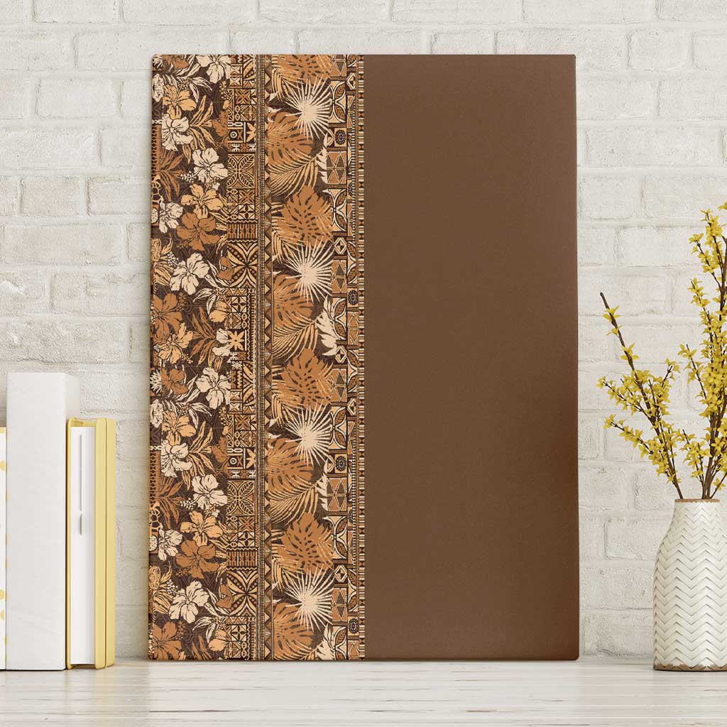 Hawaiian Tribal Elements Hibiscus Canvas Wall Art Gold Pattern - Polynesian Pride