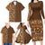 Hawaiian Tribal Elements Hibiscus Family Matching Long Sleeve Bodycon Dress and Hawaiian Shirt Gold Pattern - Polynesian Pride