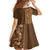 Hawaiian Tribal Elements Hibiscus Family Matching Off Shoulder Maxi Dress and Hawaiian Shirt Gold Pattern - Polynesian Pride