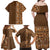 Hawaiian Tribal Elements Hibiscus Family Matching Off Shoulder Maxi Dress and Hawaiian Shirt Gold Pattern - Polynesian Pride