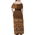 Hawaiian Tribal Elements Hibiscus Family Matching Off Shoulder Maxi Dress and Hawaiian Shirt Gold Pattern - Polynesian Pride