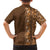 Hawaiian Tribal Elements Hibiscus Family Matching Short Sleeve Bodycon Dress and Hawaiian Shirt Gold Pattern - Polynesian Pride