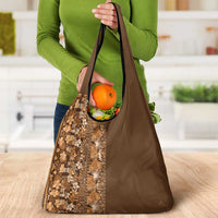 Hawaiian Tribal Elements Hibiscus Grocery Bag Gold Pattern - Polynesian Pride