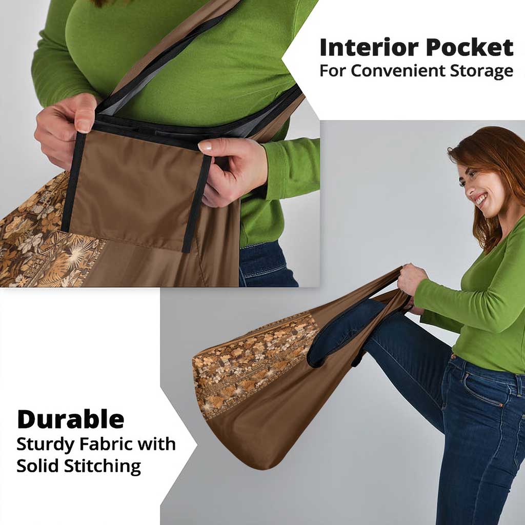 Hawaiian Tribal Elements Hibiscus Grocery Bag Gold Pattern - Polynesian Pride