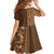 Hawaiian Tribal Elements Hibiscus Kid Short Sleeve Dress Gold Pattern - Polynesian Pride