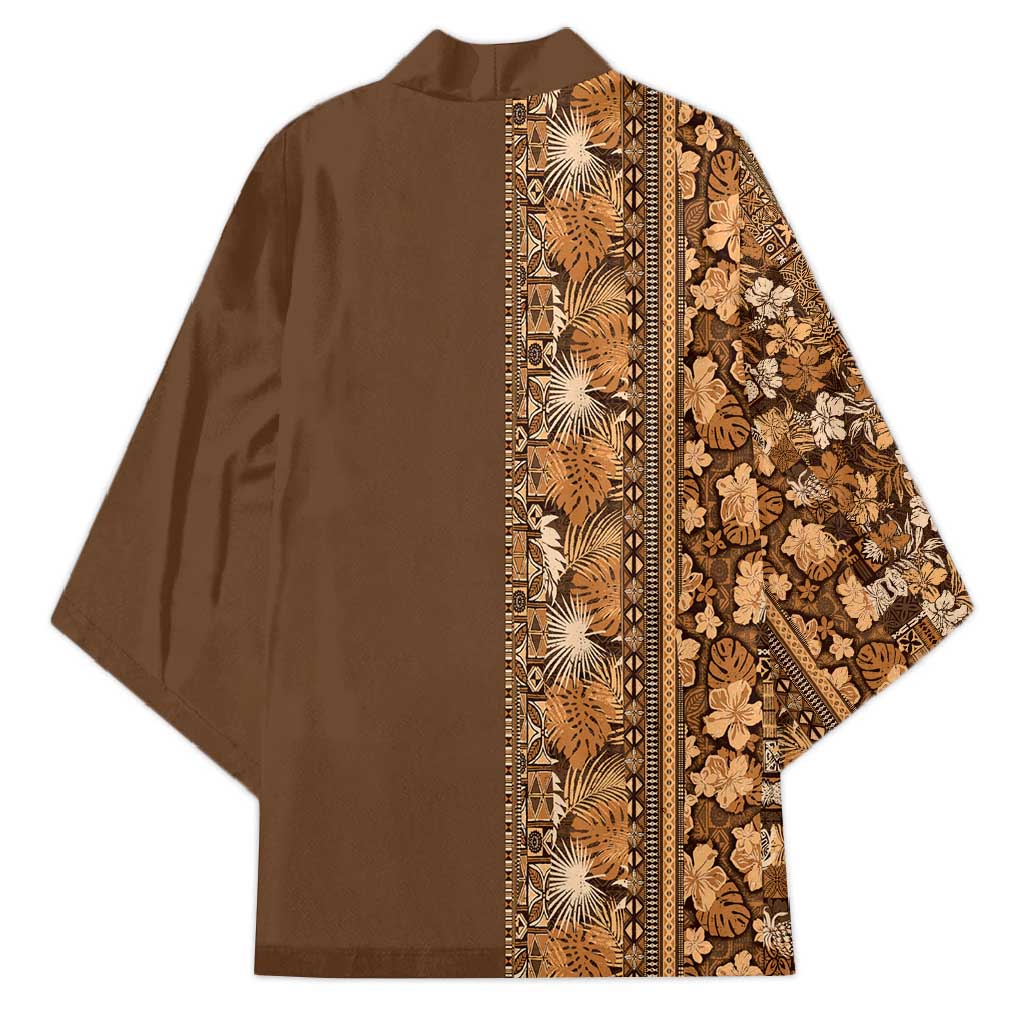 Hawaiian Tribal Elements Hibiscus Kimono Gold Pattern - Polynesian Pride