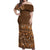 Hawaiian Tribal Elements Hibiscus Off Shoulder Maxi Dress Gold Pattern - Polynesian Pride