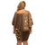 Hawaiian Tribal Elements Hibiscus Off Shoulder Short Dress Gold Pattern - Polynesian Pride