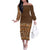 Hawaiian Tribal Elements Hibiscus Off The Shoulder Long Sleeve Dress Gold Pattern - Polynesian Pride