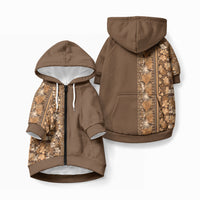 Hawaiian Tribal Elements Hibiscus Pet Hoodie Gold Pattern LT9 Zip-up Gold - Polynesian Pride