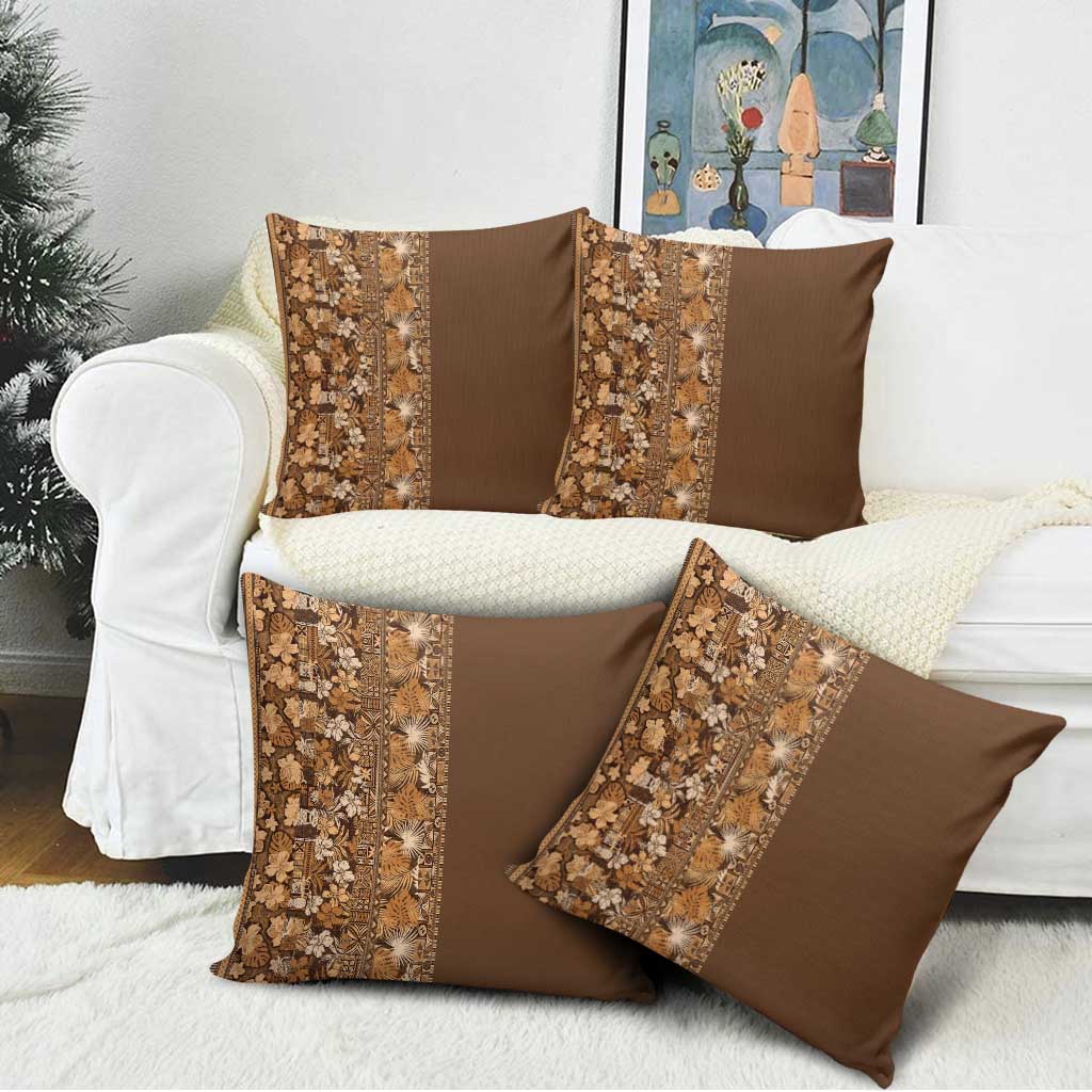 Hawaiian Tribal Elements Hibiscus Pillow Cover Gold Pattern - Polynesian Pride