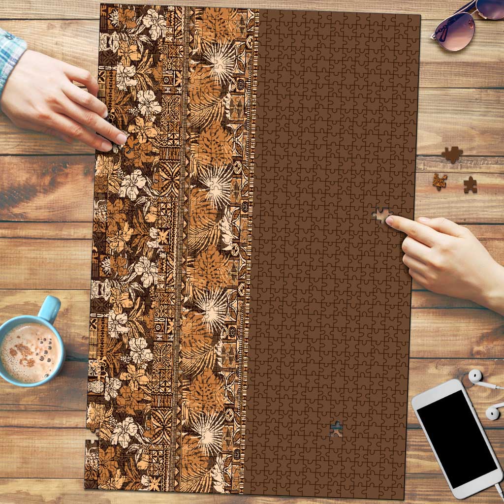Hawaiian Tribal Elements Hibiscus Puzzle Gold Pattern - Polynesian Pride