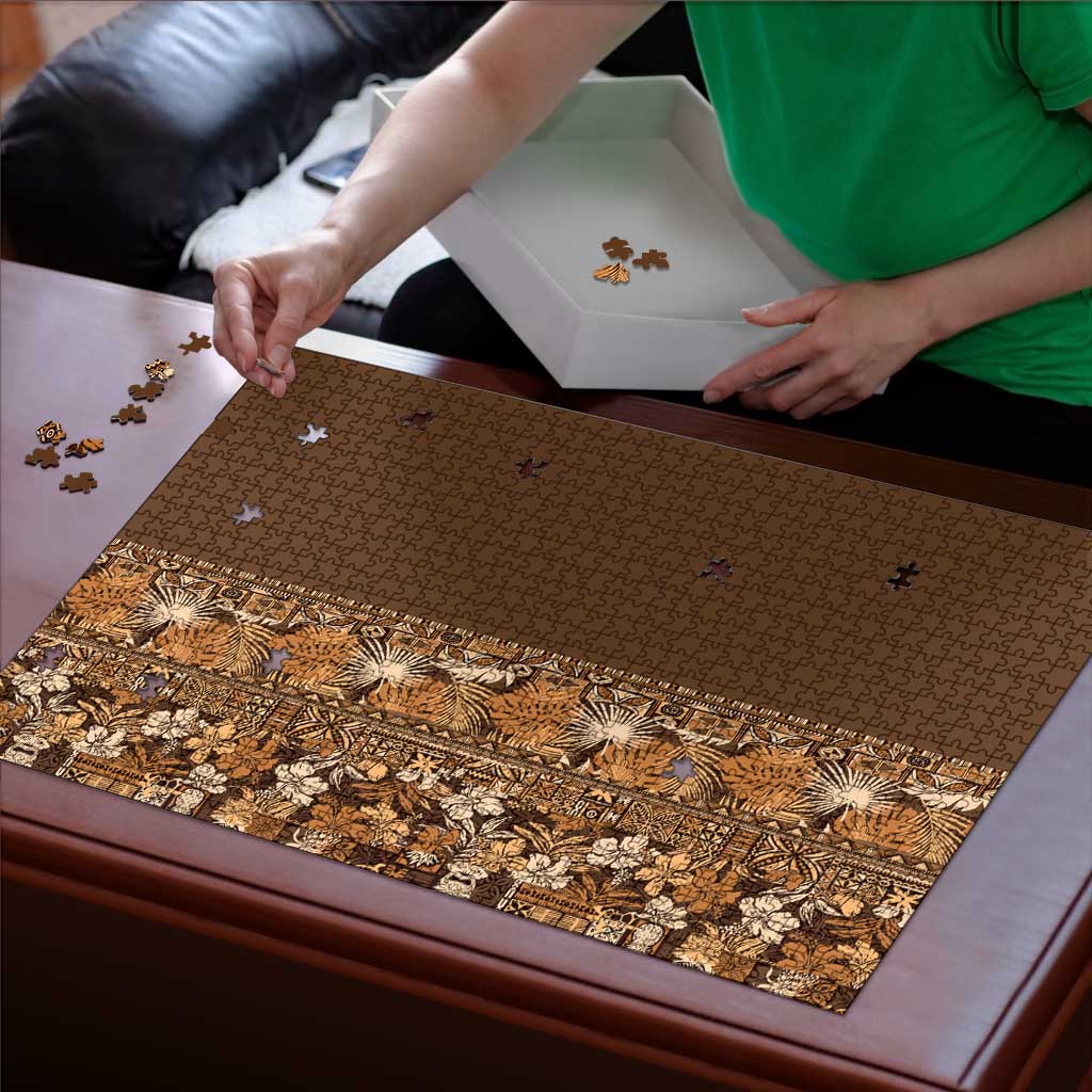 Hawaiian Tribal Elements Hibiscus Puzzle Gold Pattern - Polynesian Pride