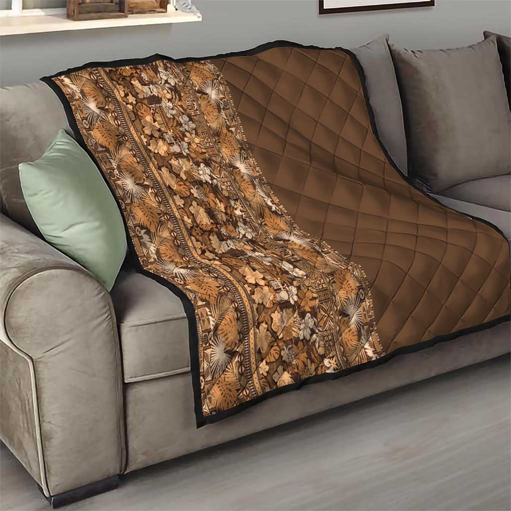 Hawaiian Tribal Elements Hibiscus Quilt Gold Pattern - Polynesian Pride