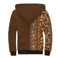Hawaiian Tribal Elements Hibiscus Sherpa Hoodie Gold Pattern - Polynesian Pride