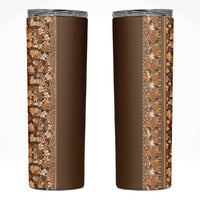 Hawaiian Tribal Elements Hibiscus Skinny Tumbler Gold Pattern - Polynesian Pride