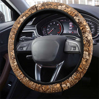 Hawaiian Tribal Elements Hibiscus Steering Wheel Cover Gold Pattern - Polynesian Pride