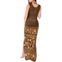 Hawaiian Tribal Elements Hibiscus Tank Maxi Dress Gold Pattern - Polynesian Pride