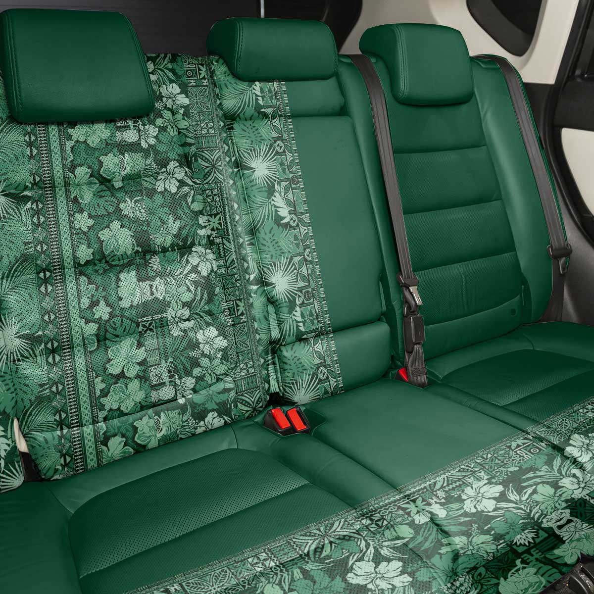 Hawaiian Tribal Elements Hibiscus Back Car Seat Cover Green Pattern - Polynesian Pride
