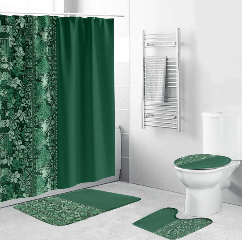 Hawaiian Tribal Elements Hibiscus Bathroom Set Green Pattern - Polynesian Pride