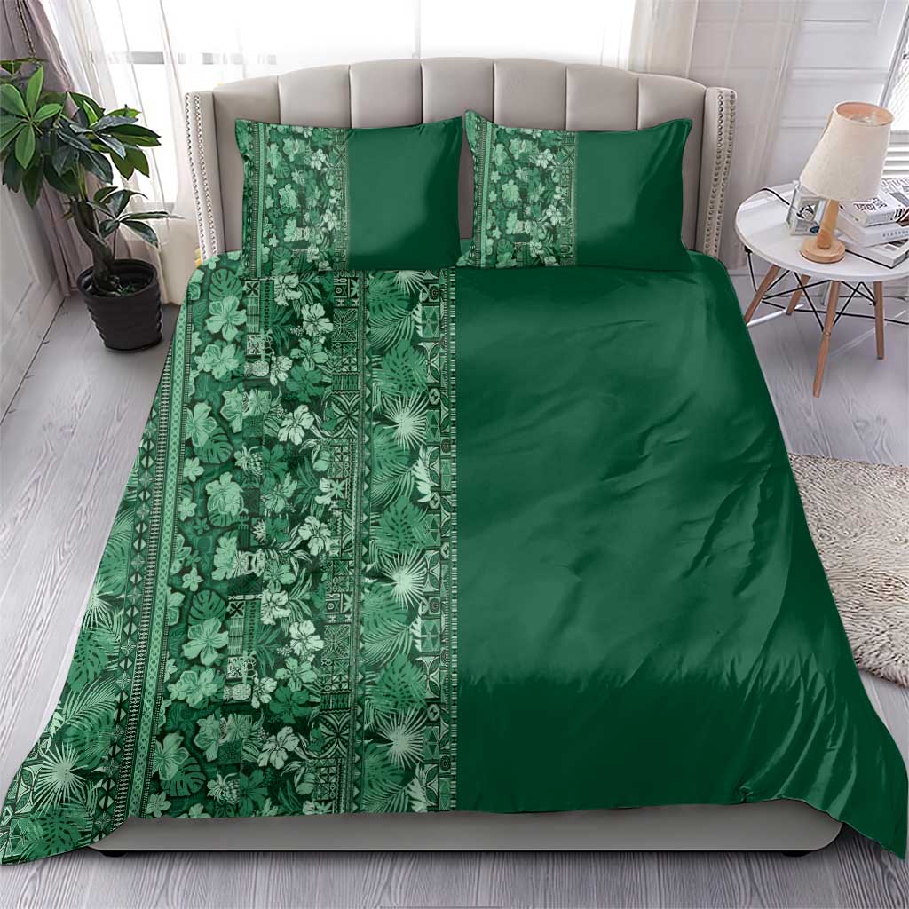 Hawaiian Tribal Elements Hibiscus Bedding Set Green Pattern - Polynesian Pride