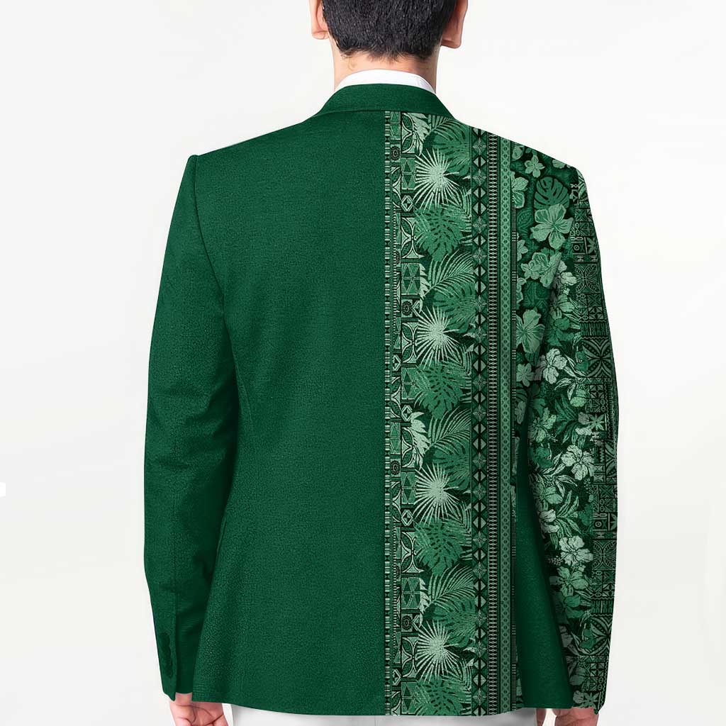 Hawaiian Tribal Elements Hibiscus Blazer Green Pattern - Polynesian Pride