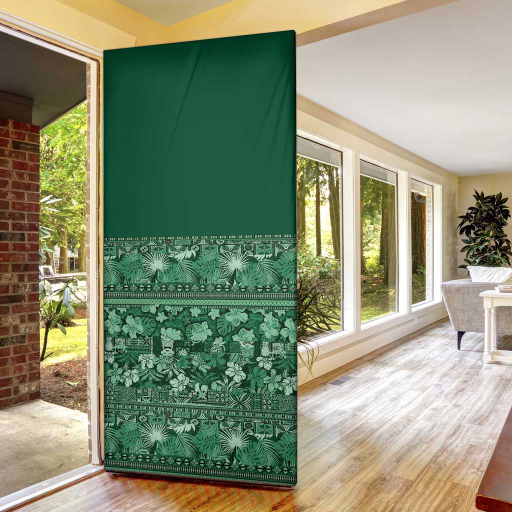 Hawaiian Tribal Elements Hibiscus Door Cover Green Pattern - Polynesian Pride
