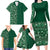 Hawaiian Tribal Elements Hibiscus Family Matching Long Sleeve Bodycon Dress and Hawaiian Shirt Green Pattern - Polynesian Pride