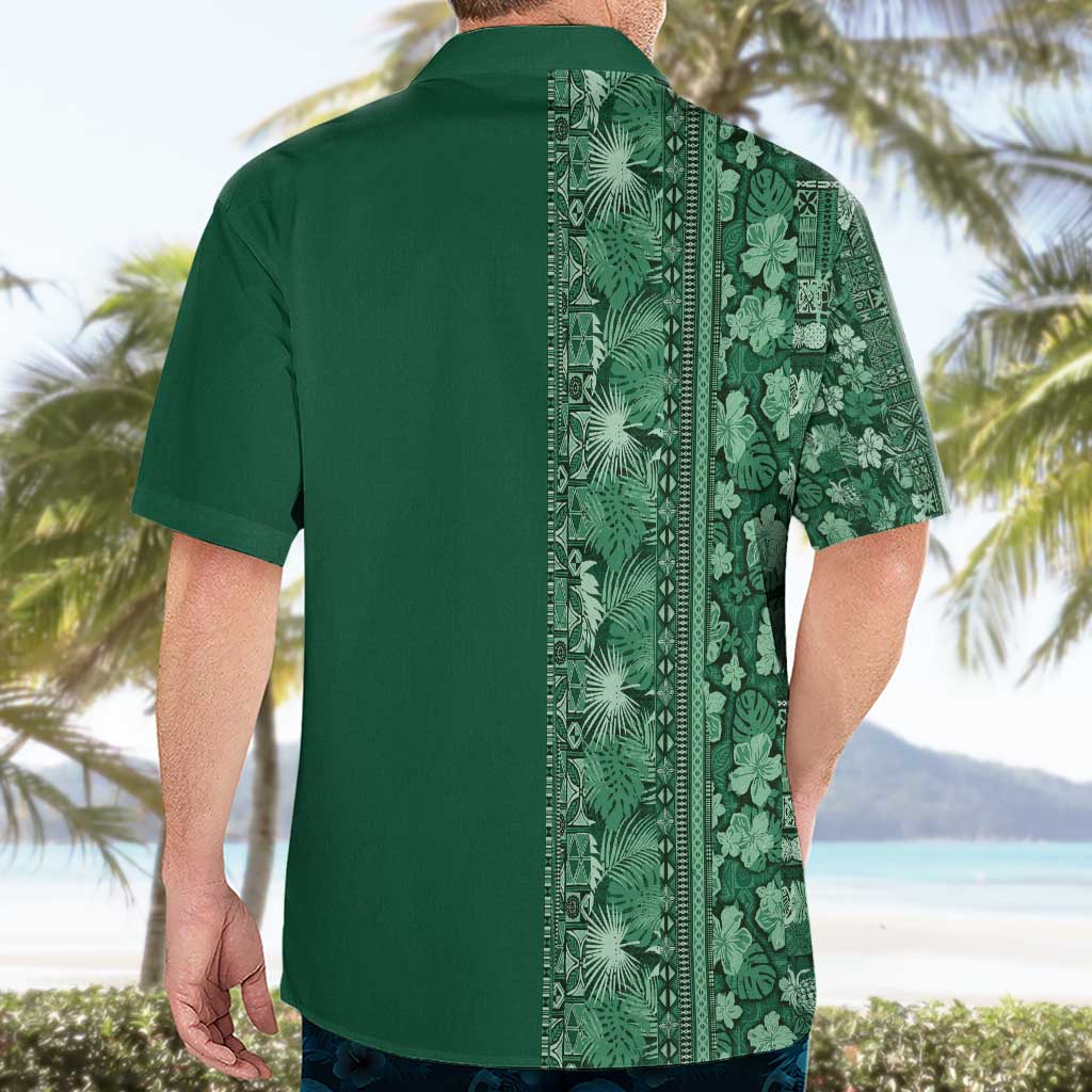 Hawaiian Tribal Elements Hibiscus Hawaiian Shirt Green Pattern - Polynesian Pride
