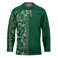 Hawaiian Tribal Elements Hibiscus Hockey Jersey Green Pattern - Polynesian Pride