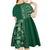 Hawaiian Tribal Elements Hibiscus Kid Short Sleeve Dress Green Pattern - Polynesian Pride